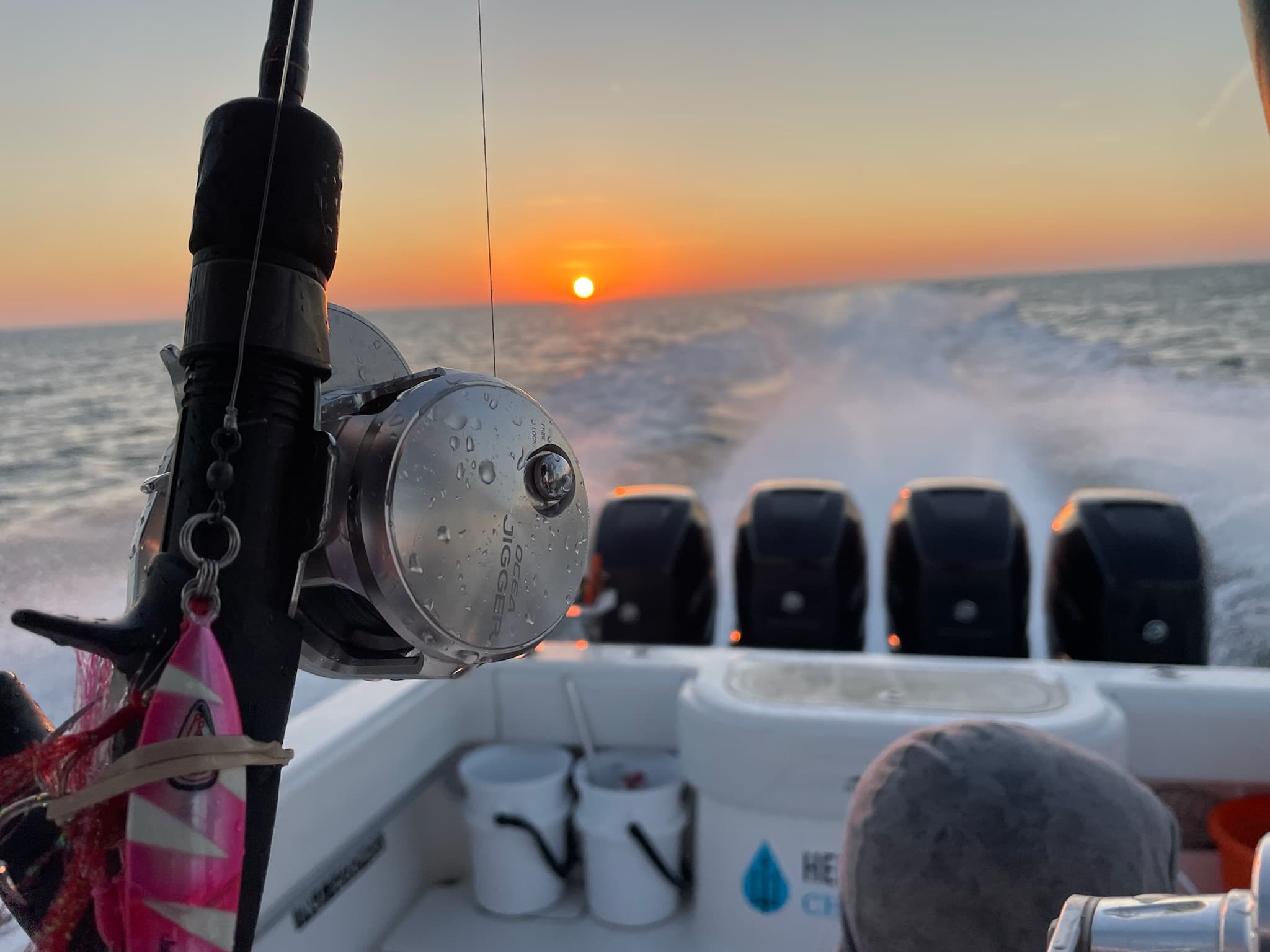 Offshore fishing at sunrise
